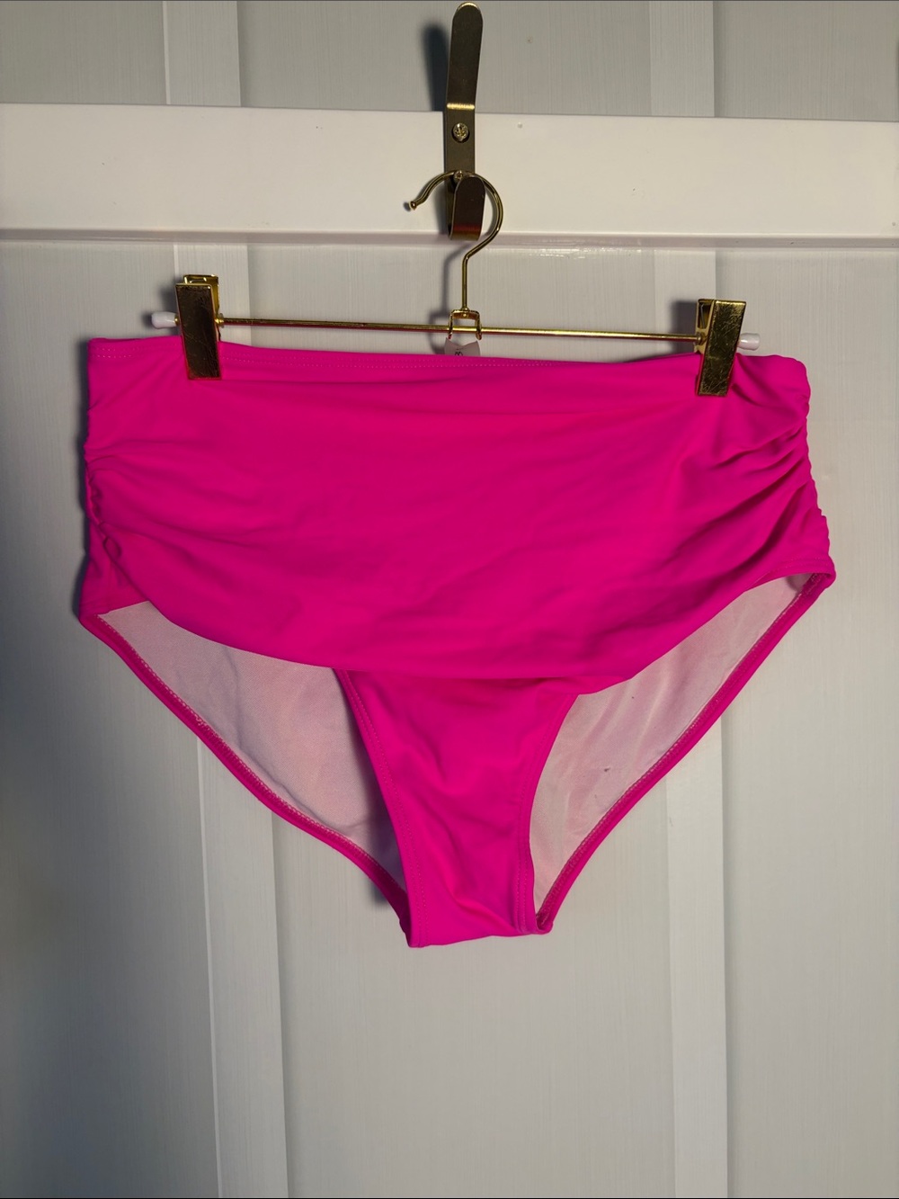 SHEIN High-Waist Bikini Bottoms in Hot Pink